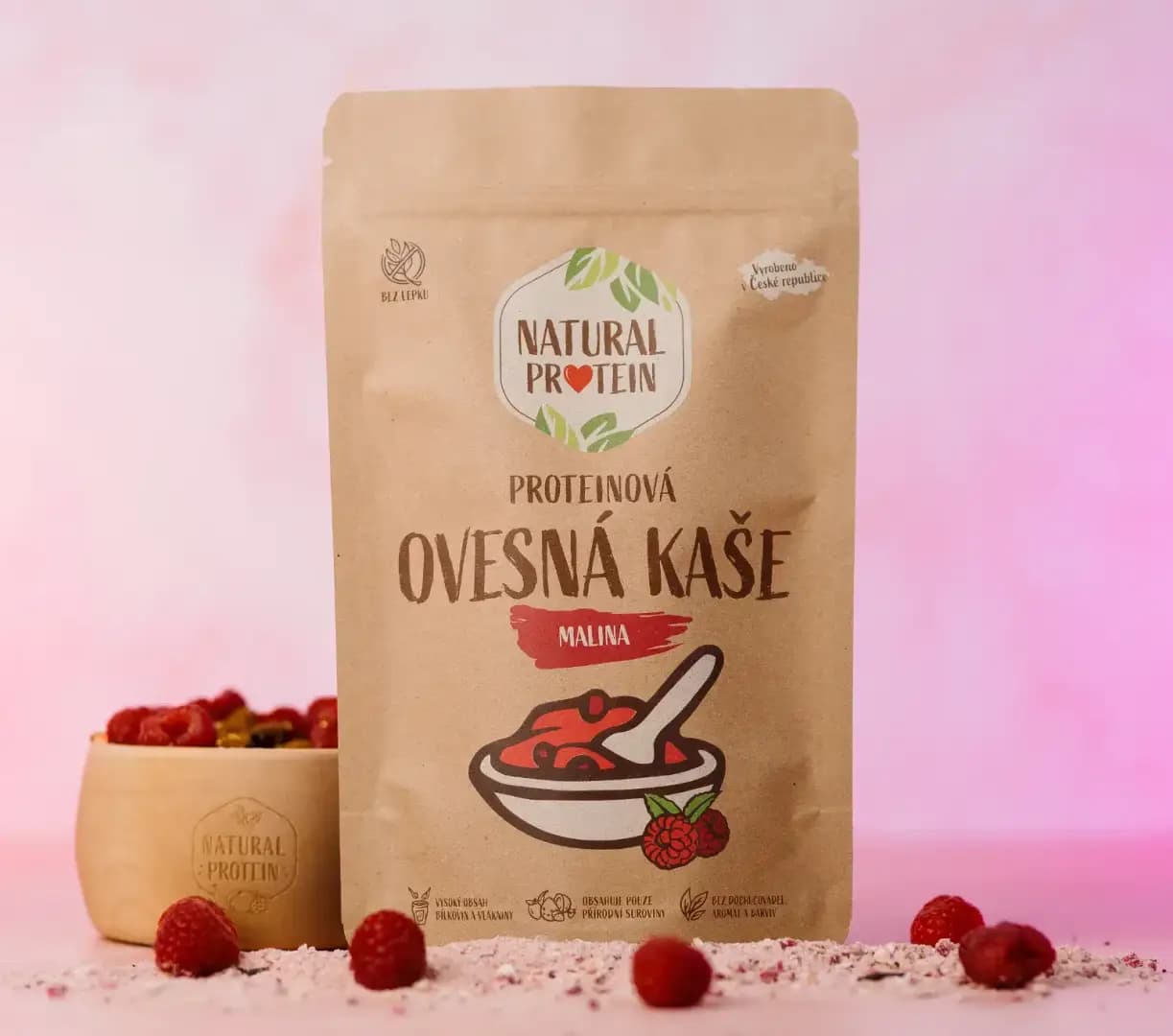 NaturalProtein Proteinová ovesná kaše Malina - náhled 2