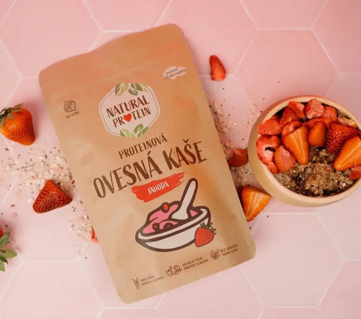 NaturalProtein Proteinová ovesná kaše Jahoda (60 g) - náhled 5