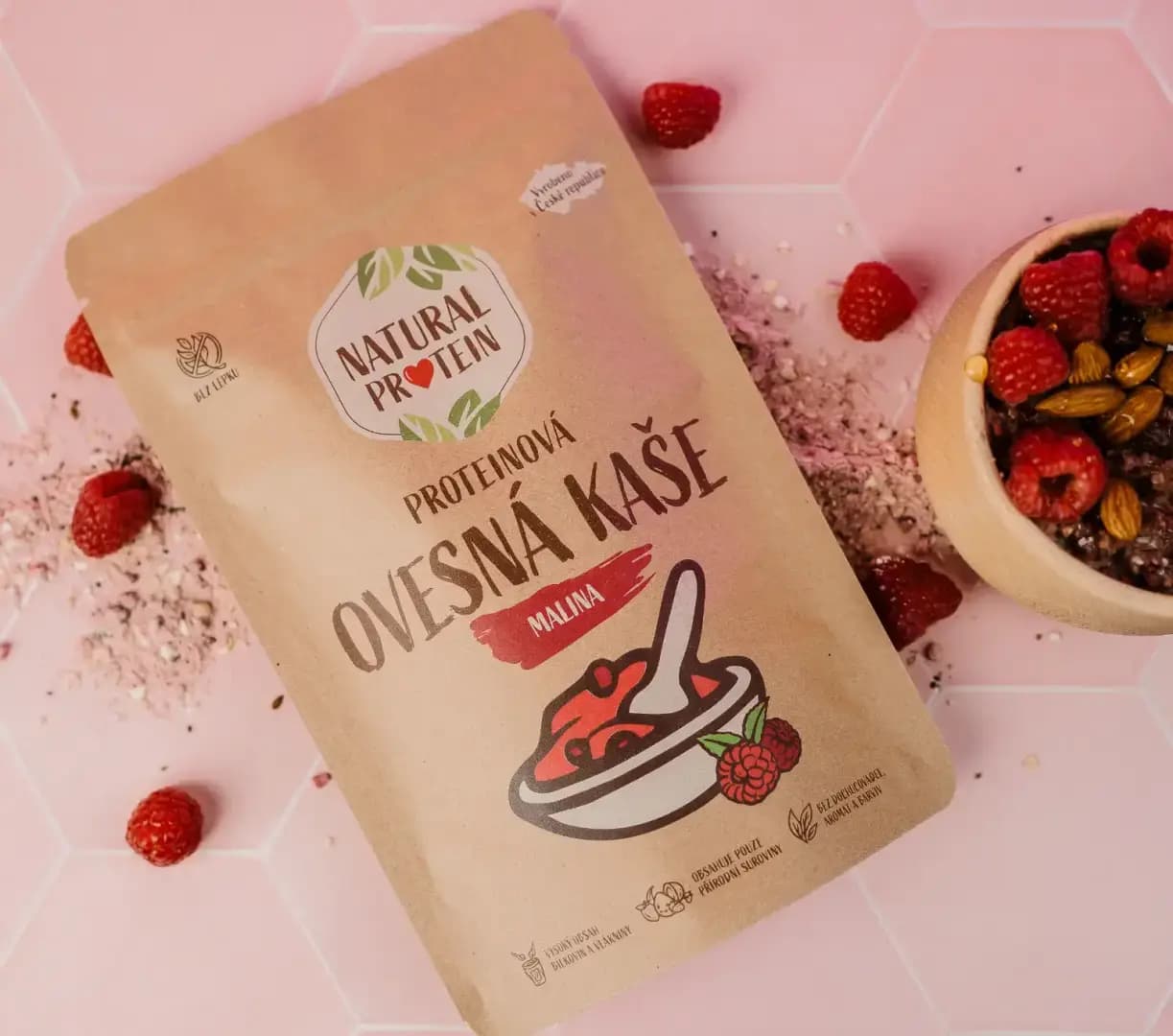 NaturalProtein Proteinová ovesná kaše Malina (60 g) - náhled 5