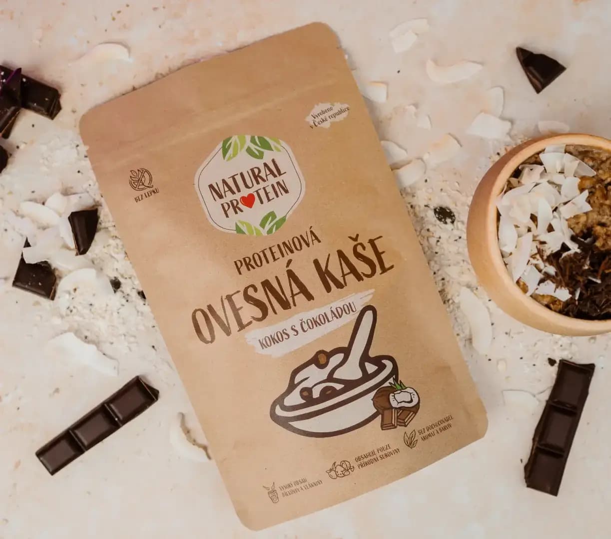 NaturalProtein Proteinová ovesná kaše Kokos s čokoládou - náhled 5