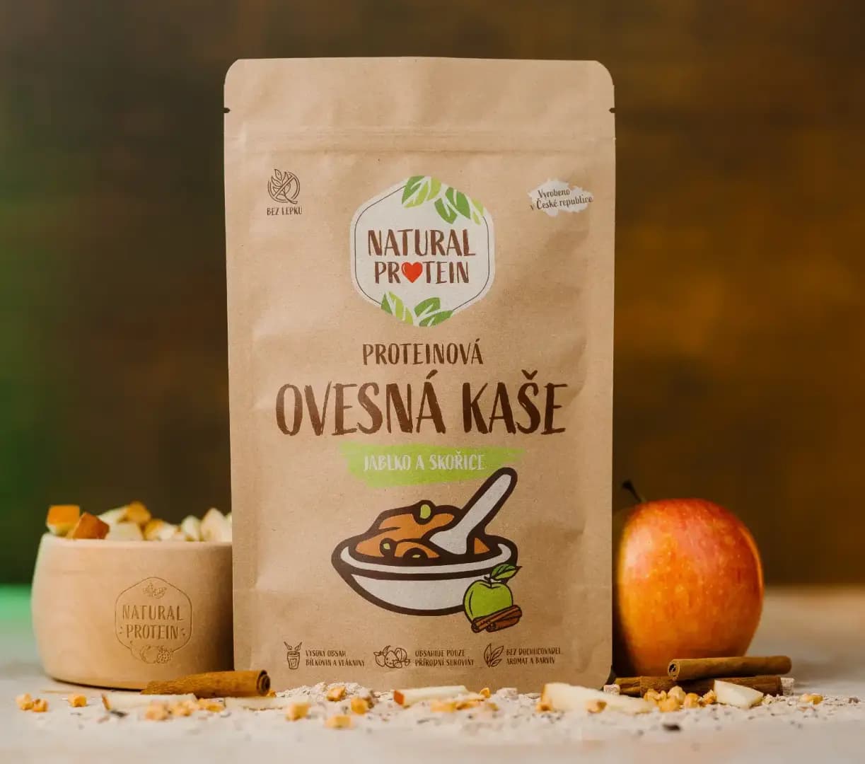NaturalProtein Proteinová ovesná kaše Jablko a skořice - náhled 2