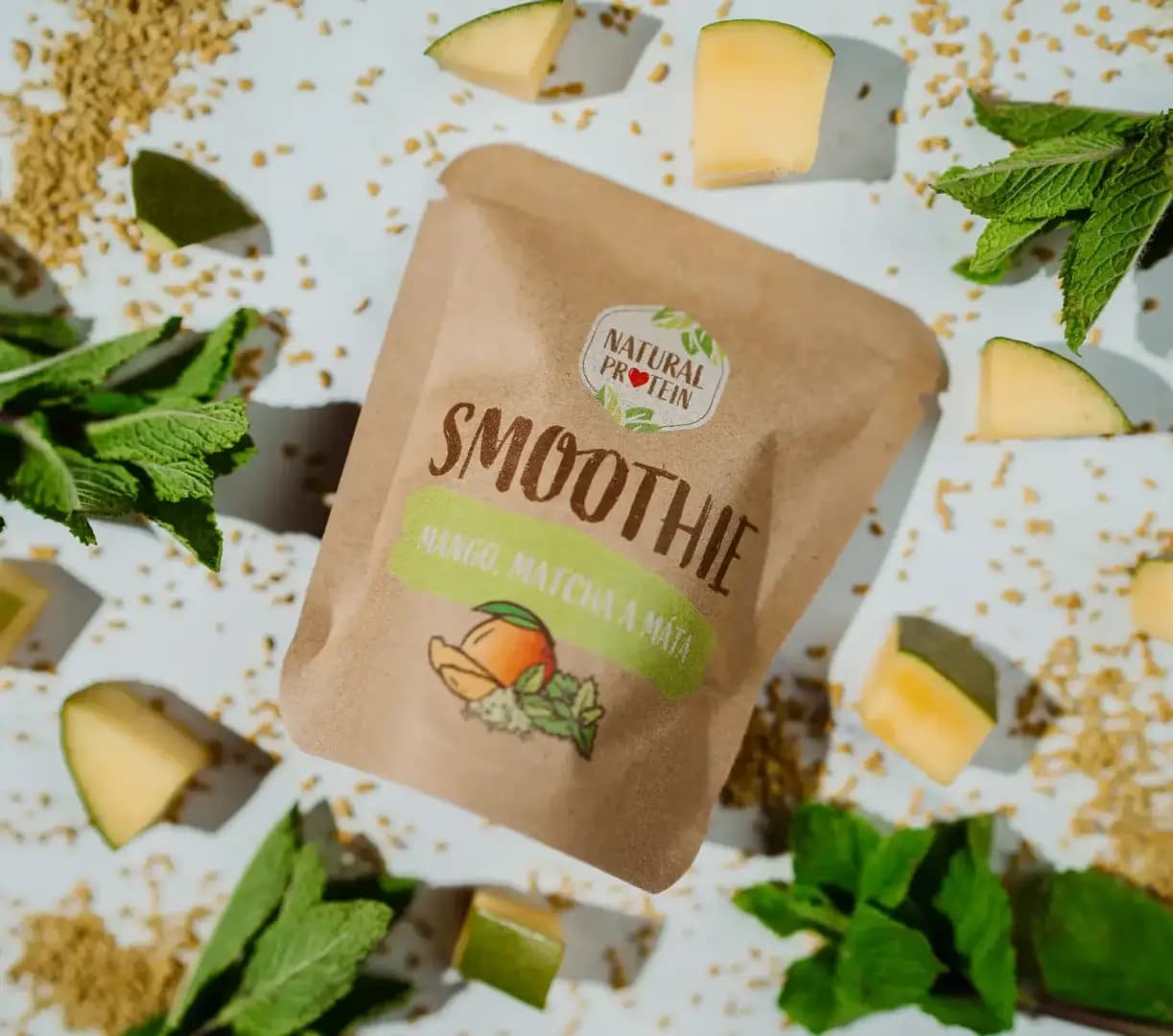 NaturalProtein Smoothie Mango + Matcha + Máta - náhled 3