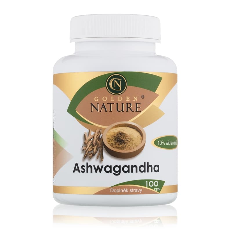 Golden Nature Ashwagandha (Ašvaganda) 10% withanolidů 100 cps. - Golden Nature