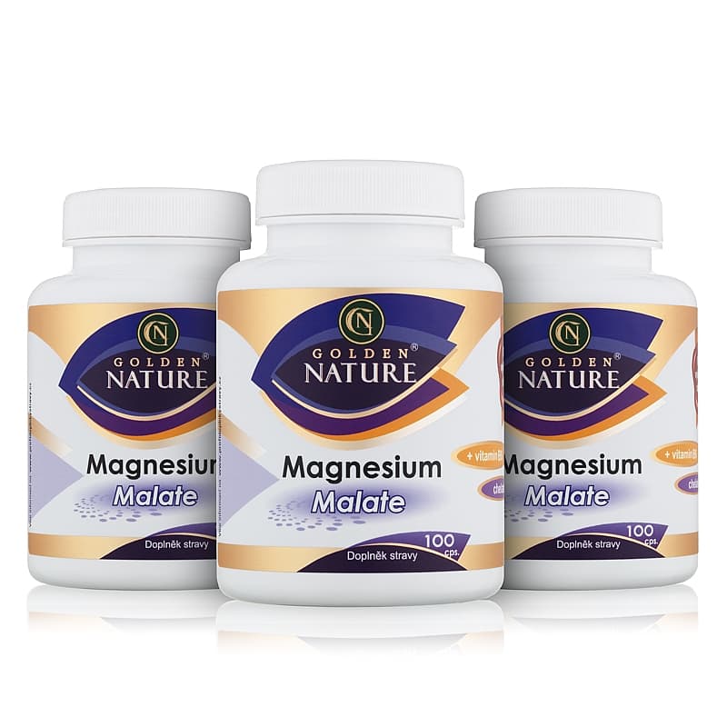 2+1 Golden Nature Magnesium Malate (Hořčík)+Vitamin B6 300 cps. - Golden Nature