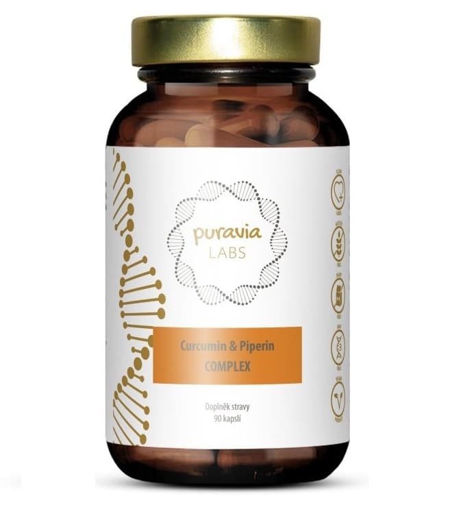 Puravia LABS Kurkumin a piperin komplex, 90 kapslí - PuraviaLabs