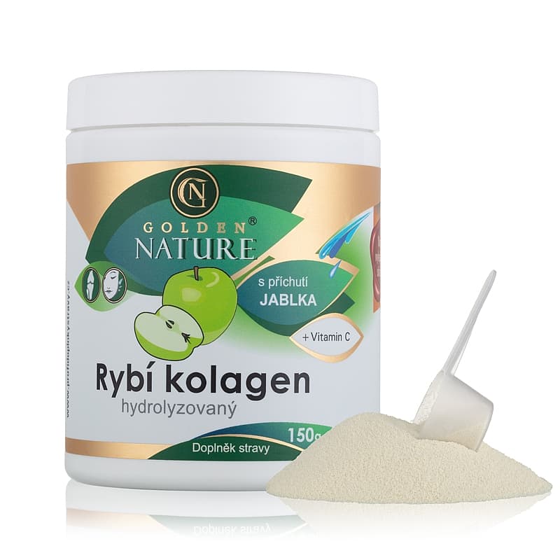 Golden Nature Hydrolyzovaný Rybí kolagen+Vitamin C 150g (jablko) - Golden Nature
