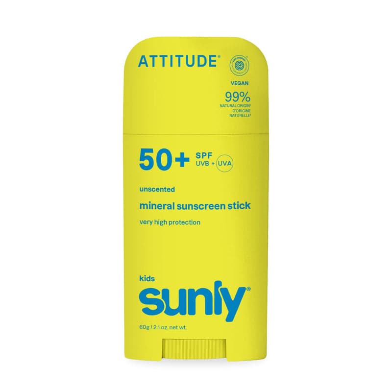 ATTITUDE Sunly Dětský minerální opalovací krém (tyčinka) SPF 50+ bez vůně 60 g - ATTITUDE