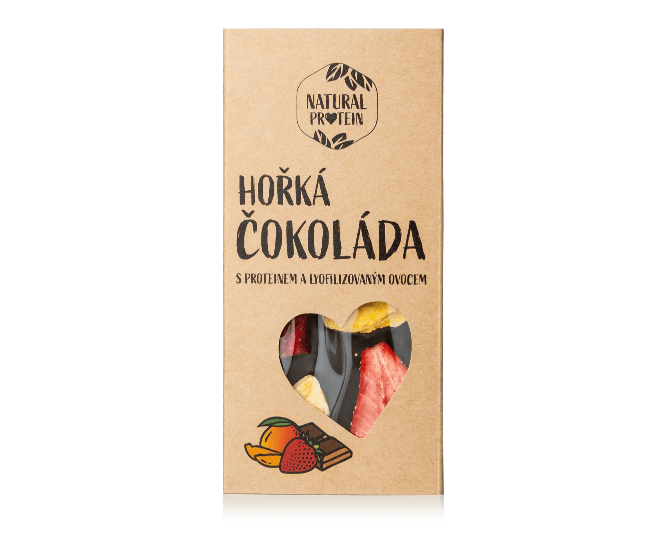 NaturalProtein Hořká čokoláda s proteinem a lyofilizovaným ovocem (85g)
