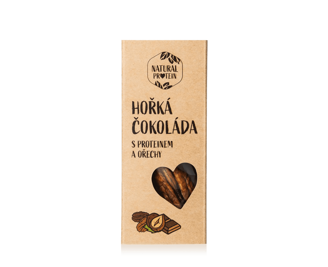 NaturalProtein Hořká čokoláda s proteinem a ořechy (35g)