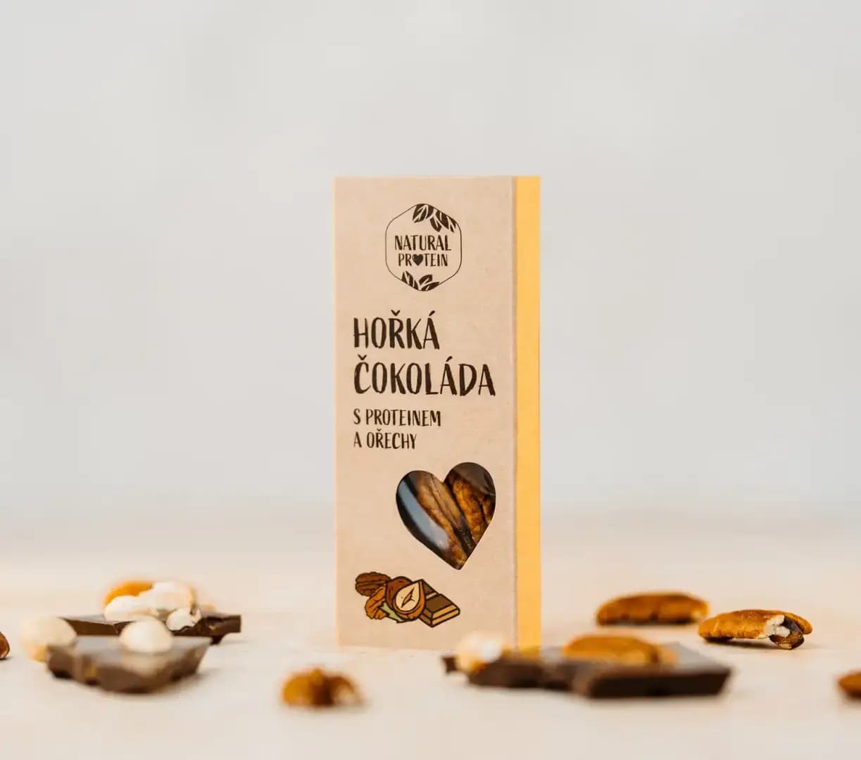 NaturalProtein Hořká čokoláda s proteinem a ořechy (35g) - náhled 2