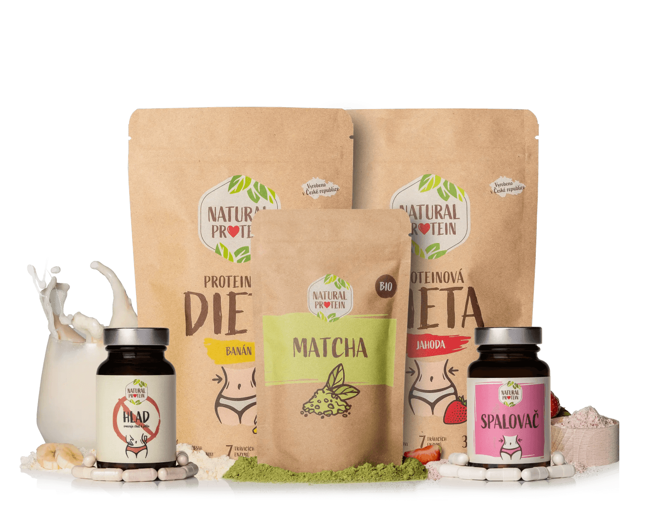 NaturalProtein Proteinová dieta (2x Dieta, Spalovač, StopHlad, Matcha)