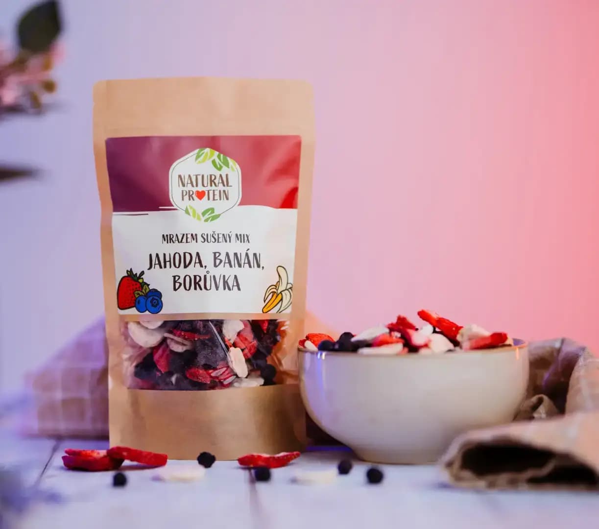 NaturalProtein Mrazem sušený mix jahoda, banán, borůvka - náhled 2