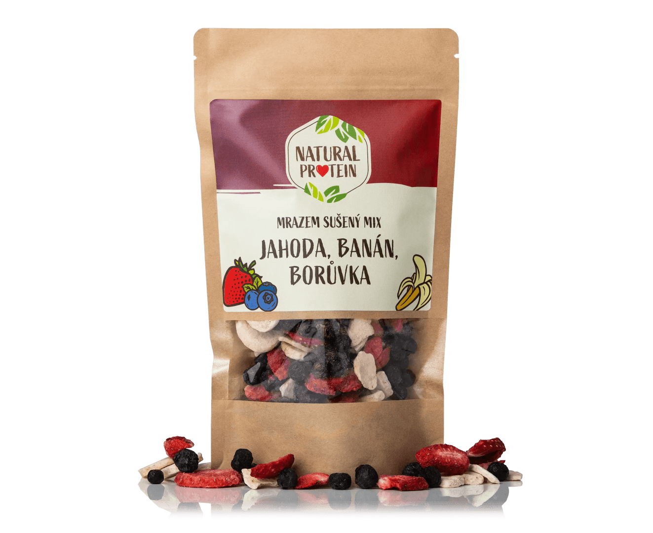 NaturalProtein Mrazem sušený mix jahoda, banán, borůvka