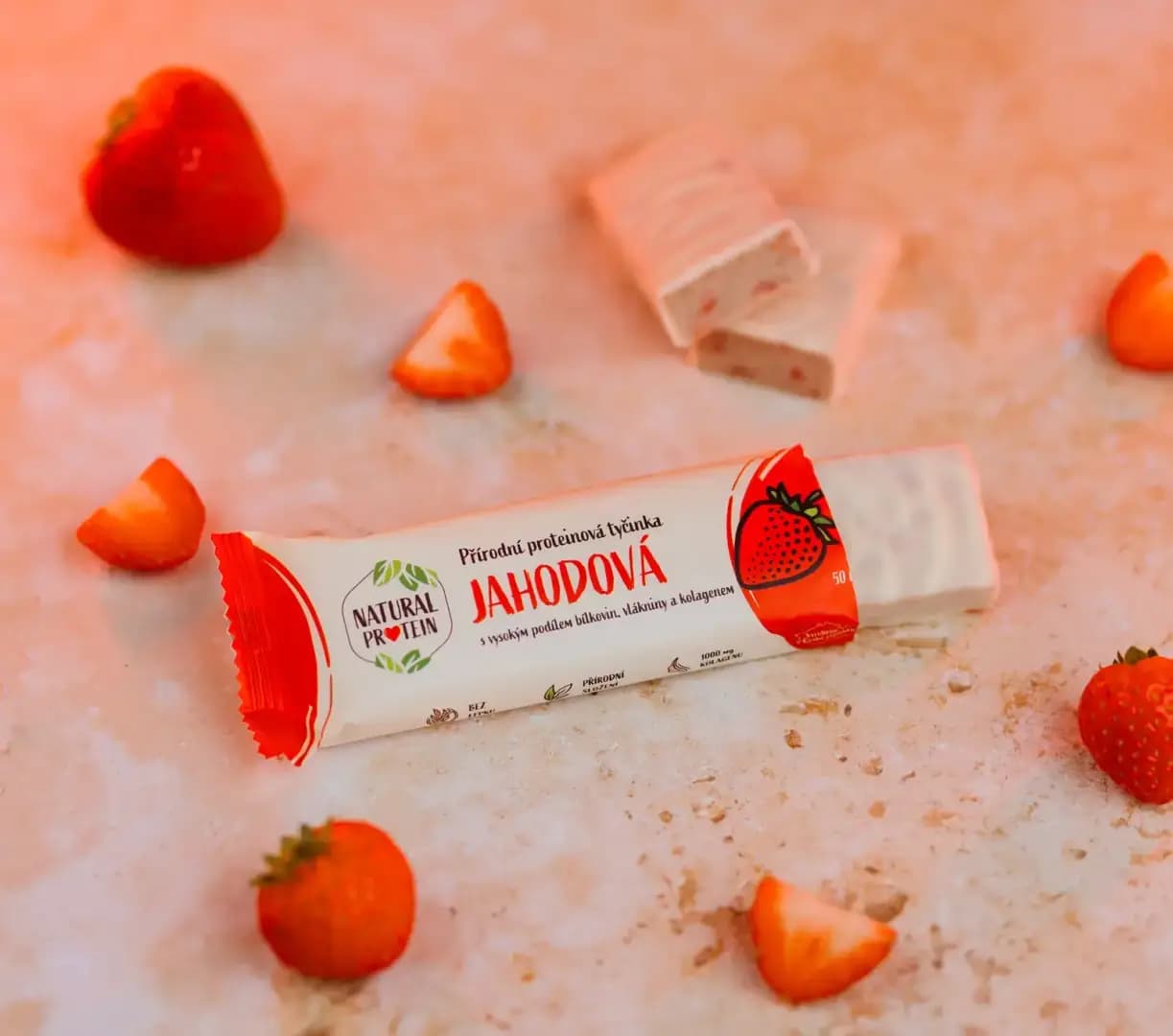 NaturalProtein Proteinová tyčinka s kolagenem Jahodová - náhled 5