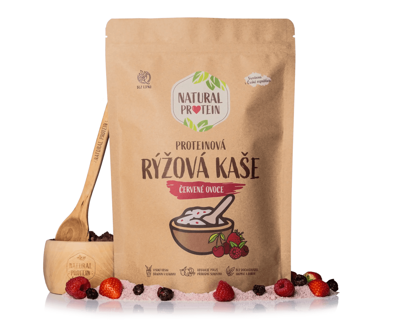 NaturalProtein Proteinová rýžová kaše Červené ovoce