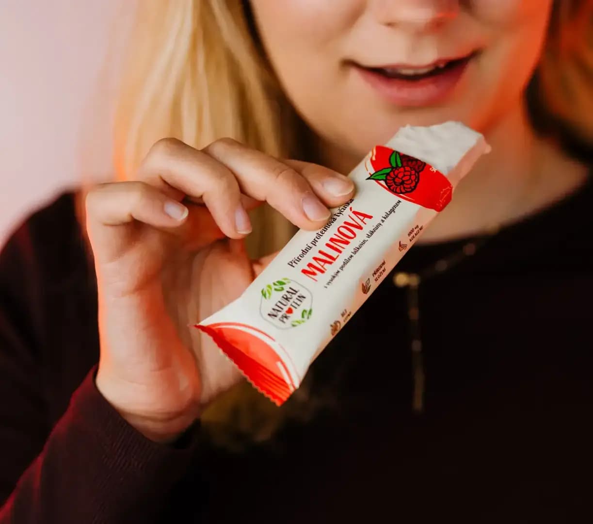 NaturalProtein Proteinová tyčinka s kolagenem Malinová - náhled 5