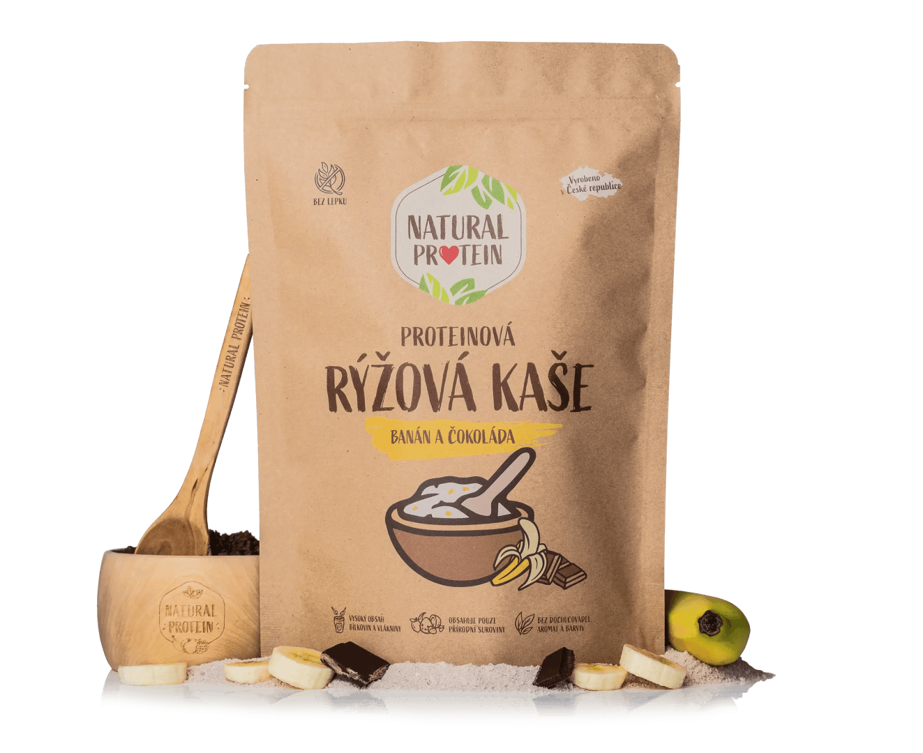 NaturalProtein Proteinová rýžová kaše Banán a čokoláda