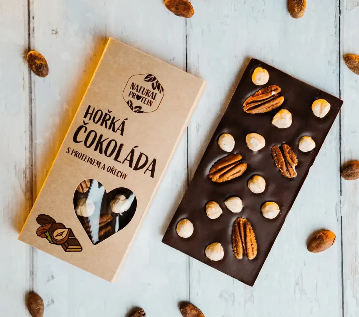 NaturalProtein Hořká čokoláda s proteinem a ořechy (100g) - náhled 3