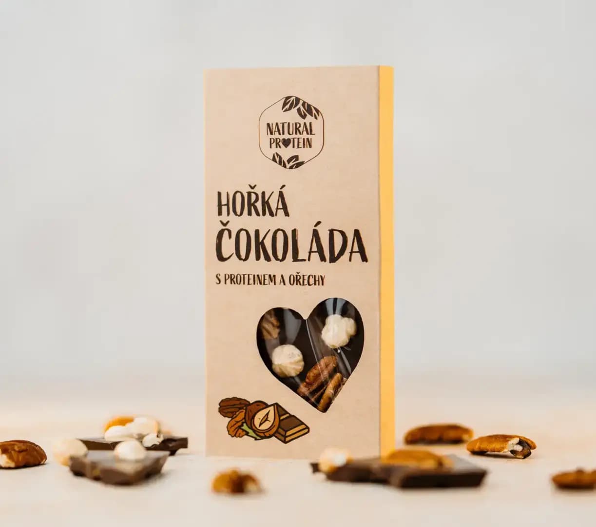 NaturalProtein Hořká čokoláda s proteinem a ořechy (100g) - náhled 2