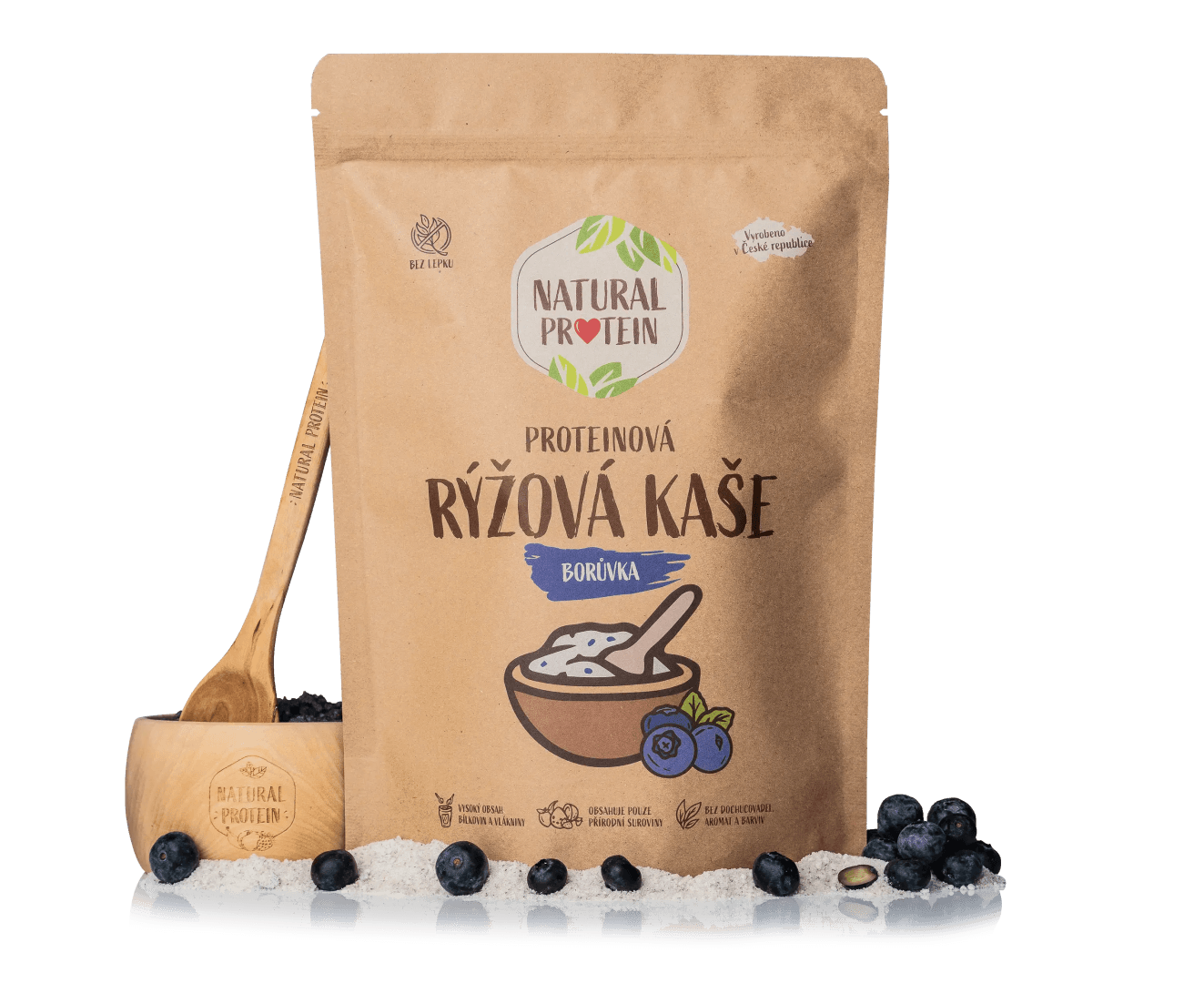 NaturalProtein Proteinová rýžová kaše Borůvka