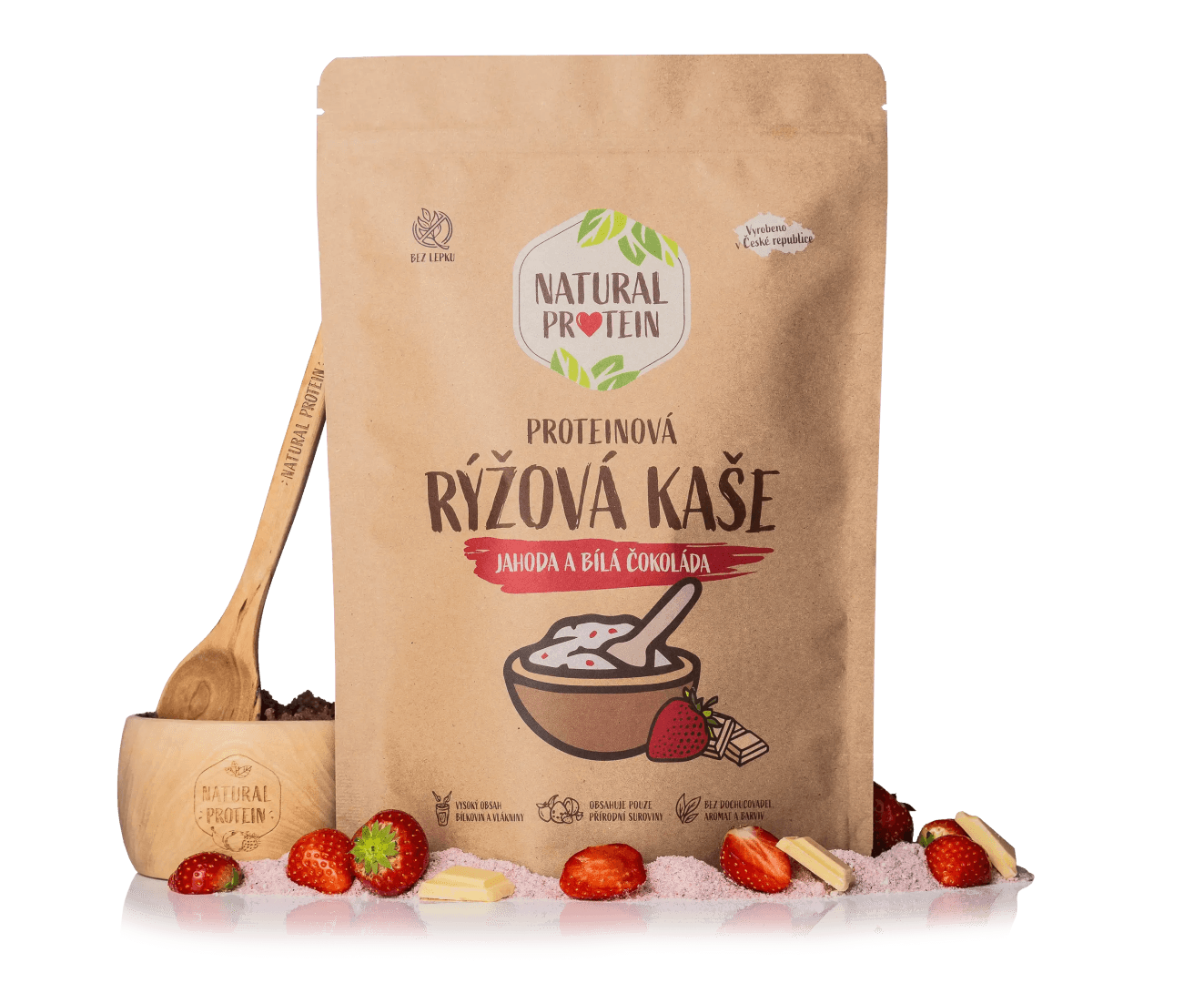NaturalProtein Proteinová rýžová kaše Jahoda a bílá čokoláda