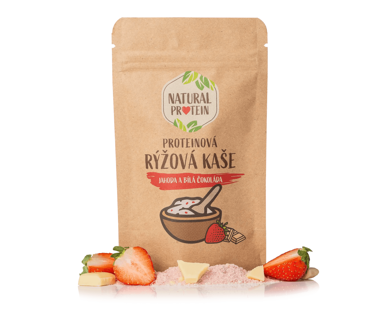 NaturalProtein Proteinová rýžová kaše Jahoda a bílá čokoláda (60 g)
